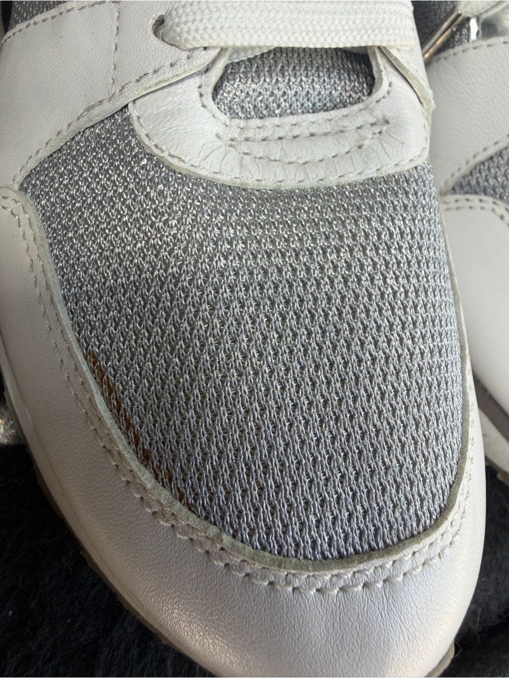 Micheal Kors White and Silver Lace-Up Sneakers - Picture 2 of 5